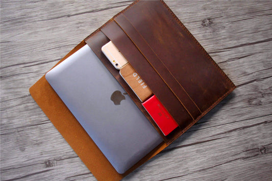 Leather MacBook Pro 15 Case, Personalized Macbook Air 13 M1 M2 inch Sleeve